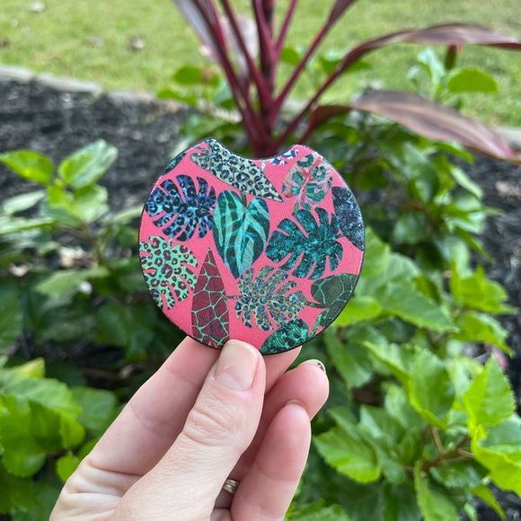 Pink Plant Car Coaster Set | Plant Coaster Set - Picture 4 of 13